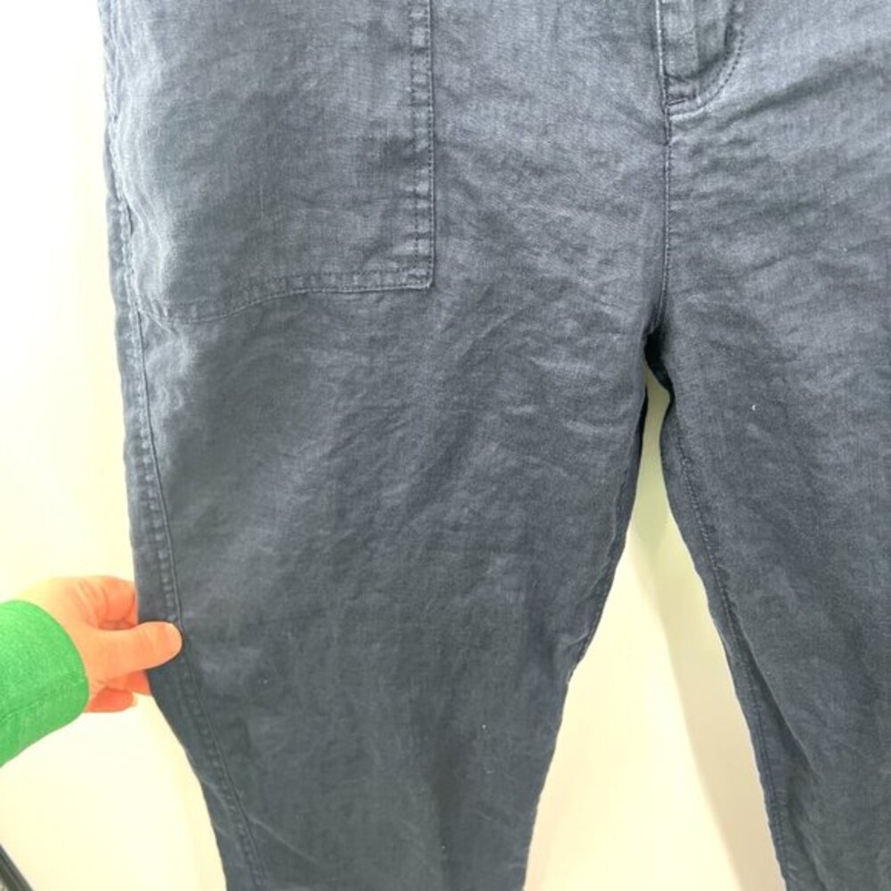 Lauren Ralph Lauren navy blue 100% linen straight leg pants lagenlook coastal 10 - Picture 6 of 15